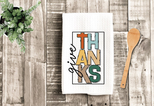 Give Thanks Thanksgiving Pumpkin Dish Towel - Fall Autumn Tea Towel Kitchen Decor - New Home Gift Farm Decorations house Towel