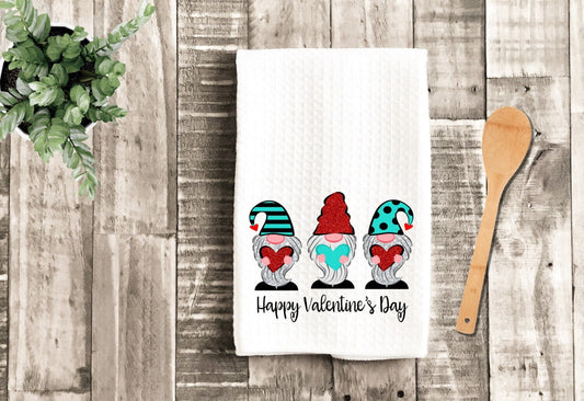 Valentine Heart Gnomes Tea Dish Towel - Valentine's Day Gnome Towel Kitchen Décor - Housewarming Farm Decorations house Towel