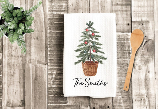 Personalized Christmas Tree Merry Christmas Tea Dish Towel - Winter Tea Towel Kitchen Décor - Housewarming Farm Decorations house Towel