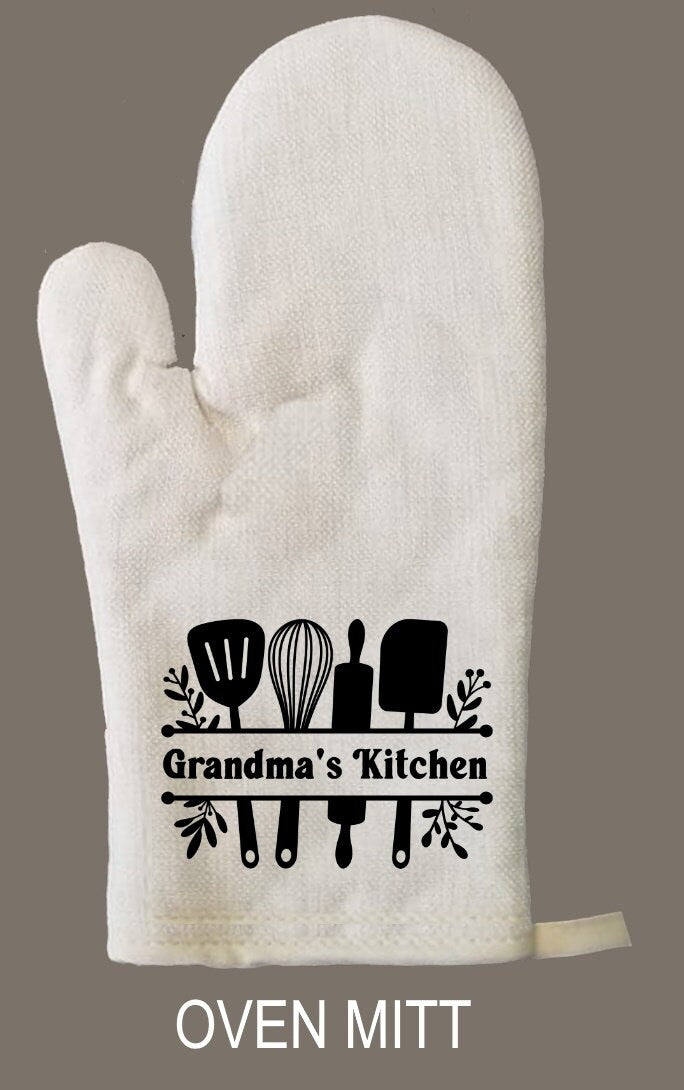 Personalized Cooking Utensils Oven Mitt & Pot Holder Set, Gift Set, Hostess Gift Set, Bridal Shower Oven Mitts, Gifts for Mom, Camping RV