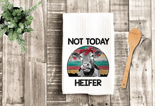 Not Today Heifer Funny Cow Tea Dish Towel - Funny Cow Tea Towel Kitchen Décor - Farm Decorations house Towel