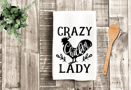 Crazy Chicken Lady Funny Tea Dish Towel - Funny Chicken Rooster Tea Towel Kitchen Décor - Farm Decorations house Towel