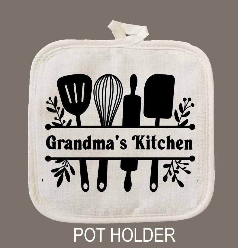 Personalized Cooking Utensils Oven Mitt & Pot Holder Set, Gift Set, Hostess Gift Set, Bridal Shower Oven Mitts, Gifts for Mom, Camping RV