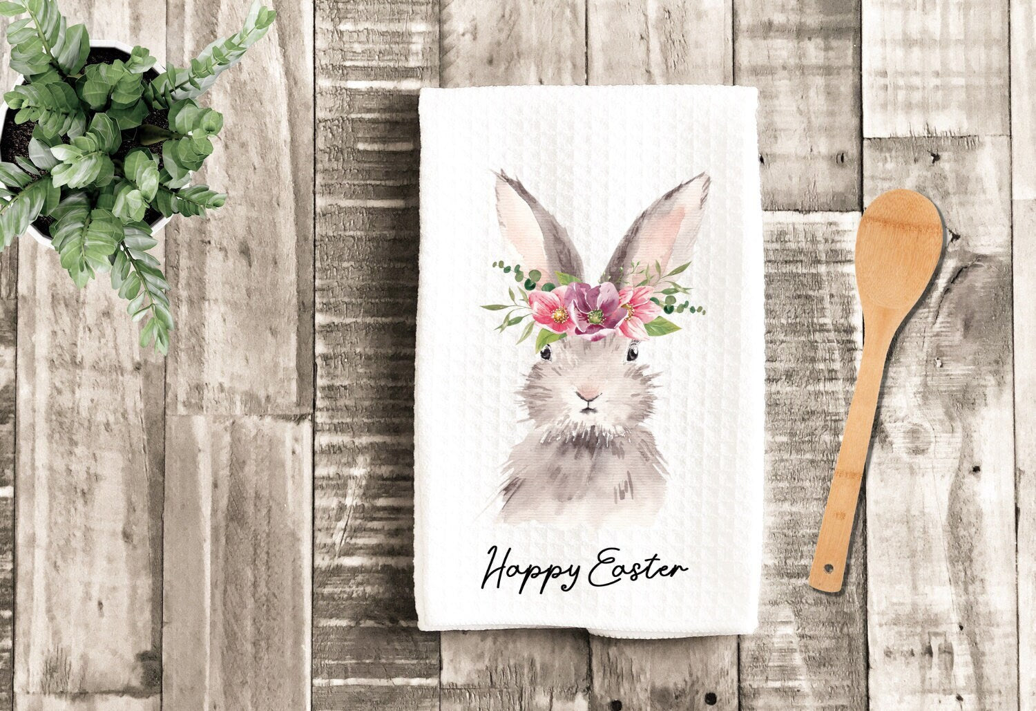 Floral Rabbit Kitchen Dish Towel - Easter Bunny Tea Towel Kitchen - New Home Gift Farm Decorations house Decor Towel