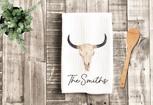 Western Bull Personalized Dish Towel - Southwestern Cow Towel Kitchen Decor - New Home Gift Farm Decorations house Decor Towel