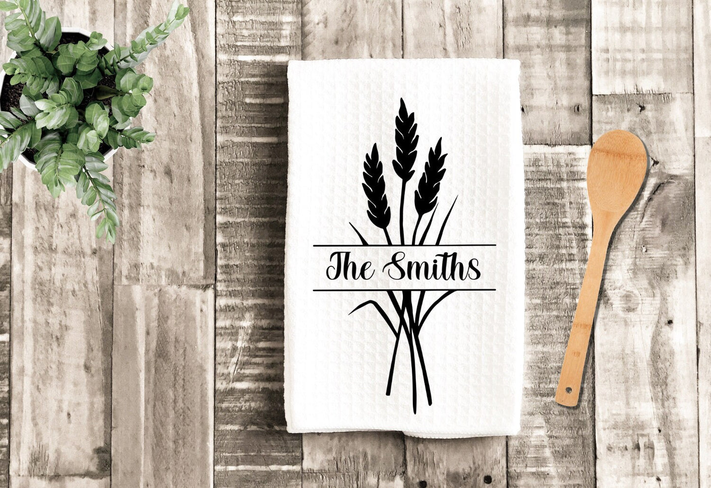 Personalized Monogram Tea Dish Towel - Name Tea Towel Kitchen Décor - New Home Gift, Hostess Gift, Wedding Housewarming Farm Decorations