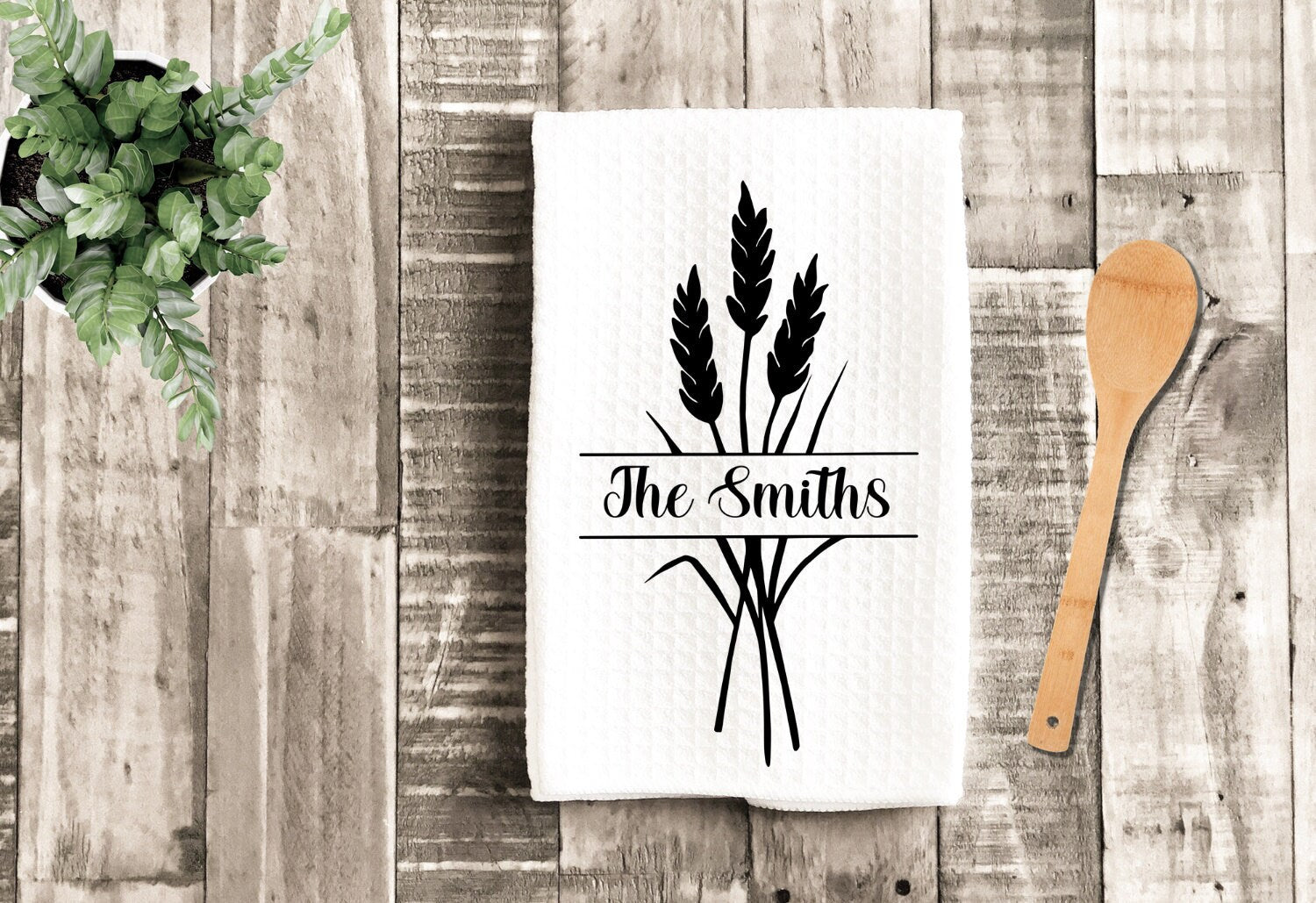 Personalized Monogram Tea Dish Towel - Name Tea Towel Kitchen Décor - New Home Gift, Hostess Gift, Wedding Housewarming Farm Decorations