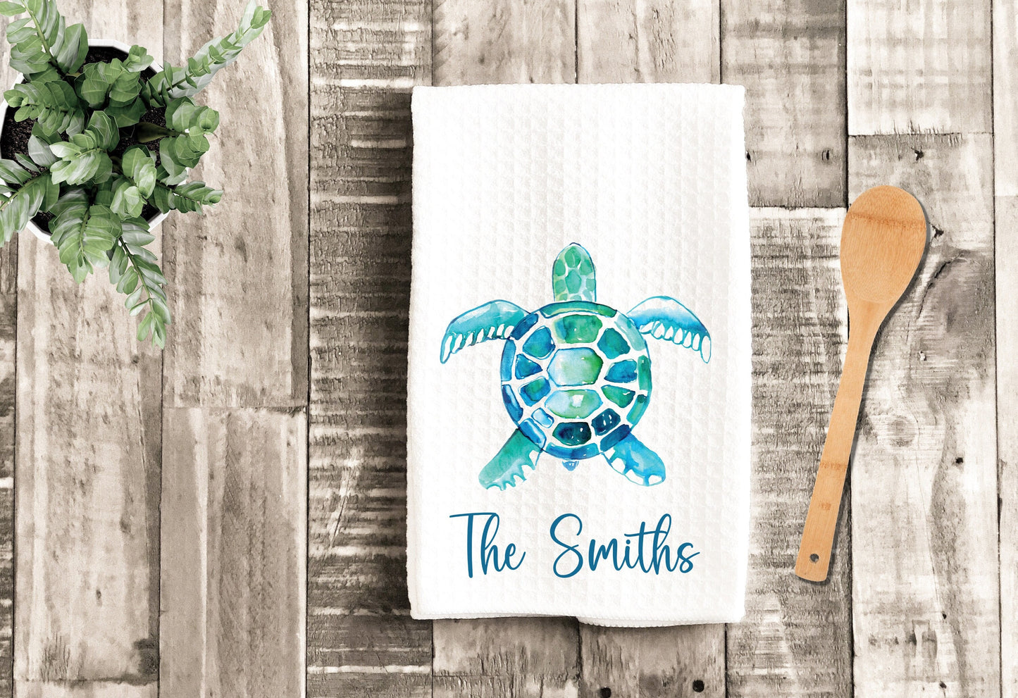 Sea Turtle Personalized Kitchen dish Towel - Beach House Tea Towel Kitchen Decor - New Home Gift Farm Decorations house Decor Towel