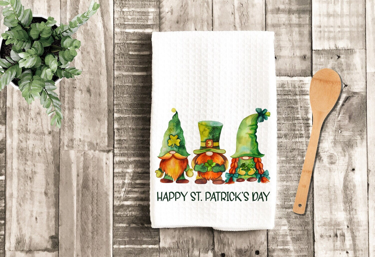 Irish GnomeS Happy St. Patricks Day Gnomes Dish Towel - Tea Towel Kitchen Decor - New Home Gift Farm Decorations house Decor Towel