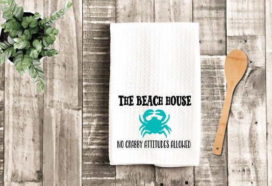Beach House Crab Kitchen dish Towel - Beach House Crabby Attitudes Tea Towel Kitchen Decor - New Home Gift Decorations house Decor Towel