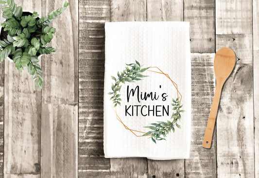 Personalized Greenery Gold Frame Dish Towel - Mother's Day Tea Towel Kitchen Decor - New Home Gift Farm Decorations house Towel