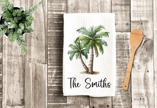 Personalized Palm Tree Beach House Kitchen dish Towel - Beach House Tea Towel Kitchen Decor - New Home Gift Decorations house Decor Towel