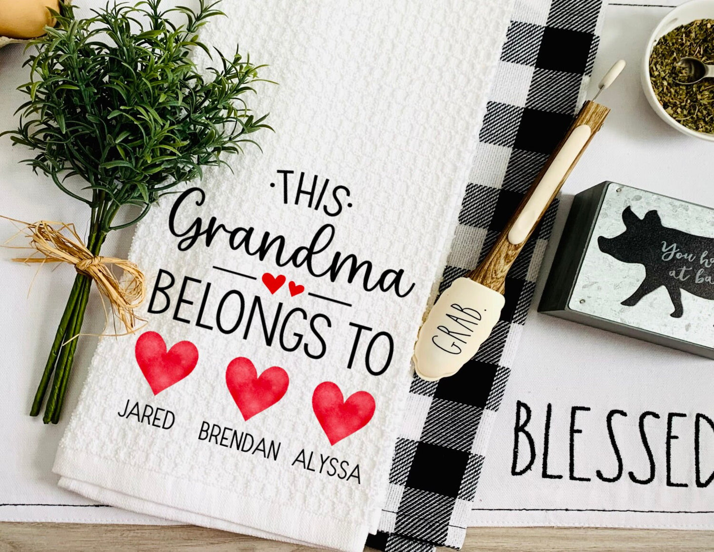 This Grandma Belongs To Personalized Dish Towel - Mother's Day Tea Towel Kitchen Decor - Farm Decorations house Towel