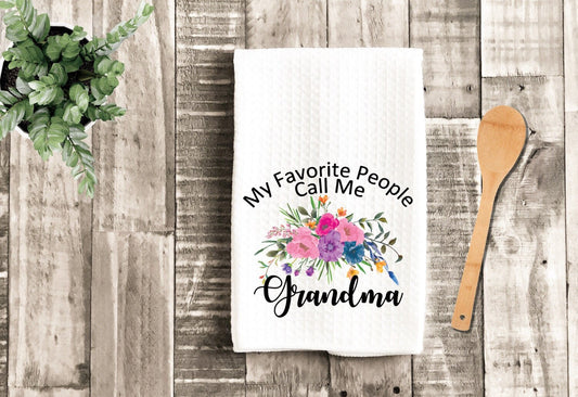 My Favorite People Call Me Grandma Floral Watercolor Dish Towel - Mother's Day Tea Towel Kitchen Decor - Farm Decorations house Towel