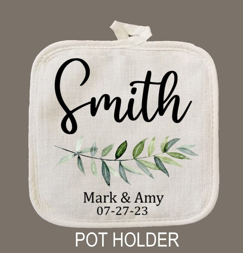 Personalized Oven Mitt & Pot Holder Set, Wedding Gift Set