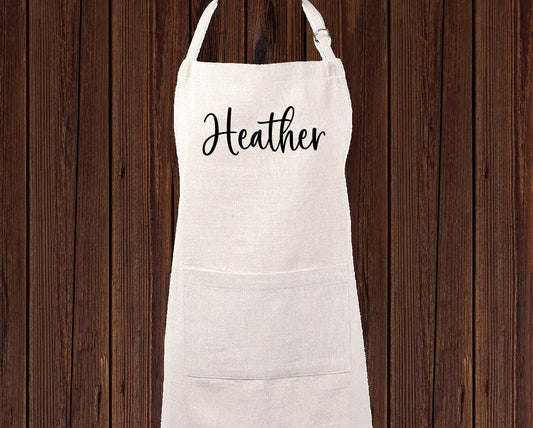 Personalized Linen Apron, Custom Kitchen Cooking Apron Simple Gift Personalized Wedding Gift Apron, Gifts for Mom, Mimi's Kitchen