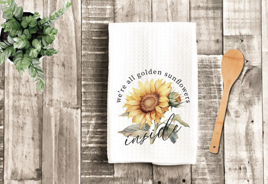 Sunflower Quote Tea Dish Towel - Sunflowers\ Towel Kitchen Décor - Housewarming Farm Decorations Farmhouse Waffle Towel