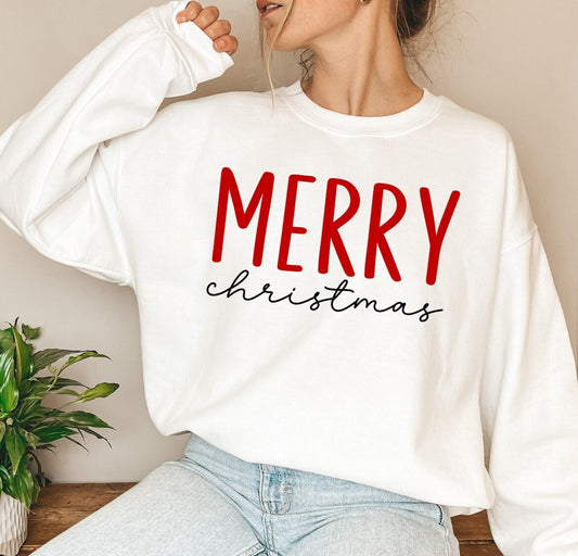 Merry Christmas Sweatshirt, Christmas Crew, Family Long Sleeve Sweatshirt Shirt Sweater