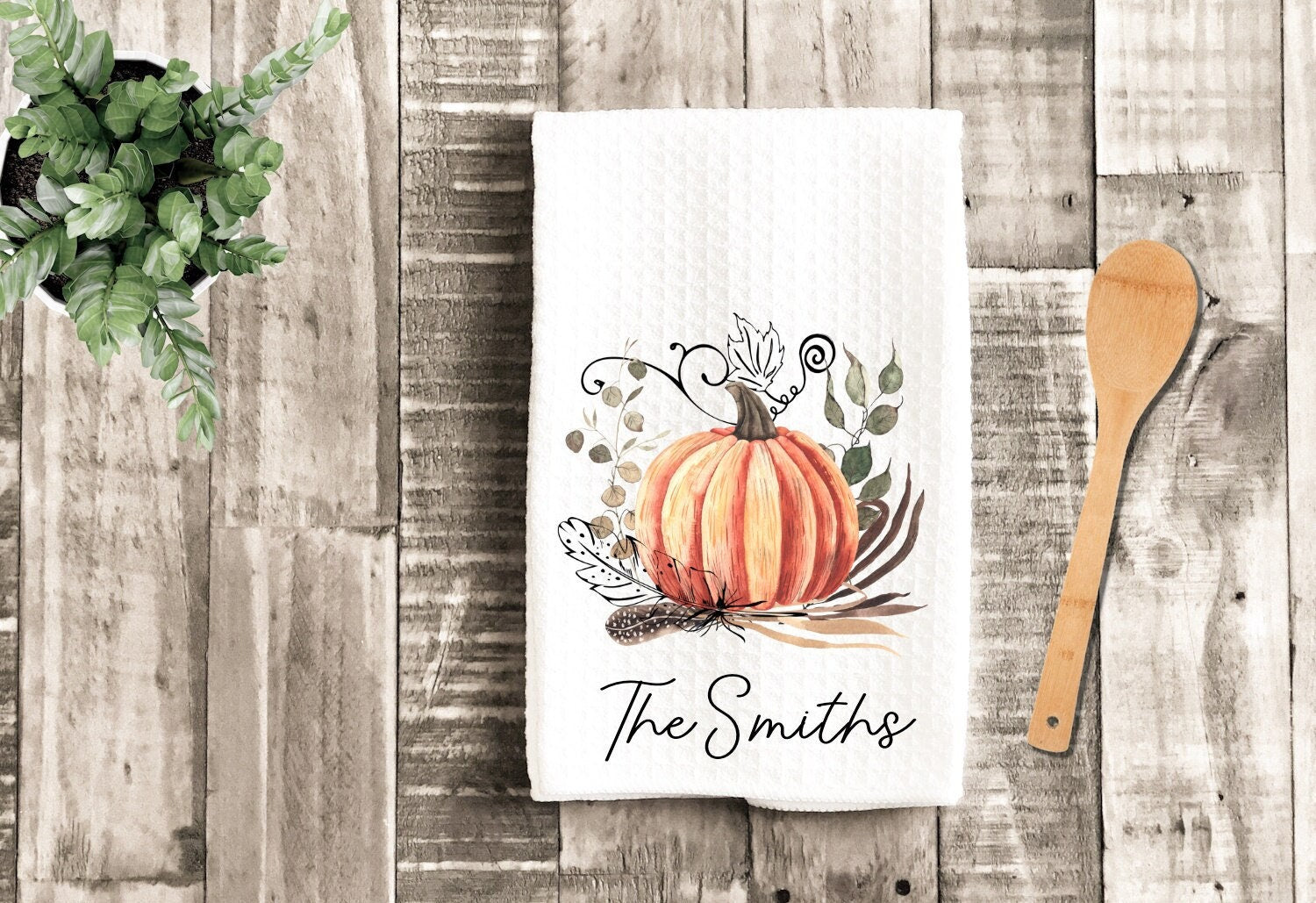 Personalized Fall Pumpkin Dish Towel - Fall Decor Thanksgiving Tea Towel Kitchen Decor - New Home Gift Farm Decorations house Towel