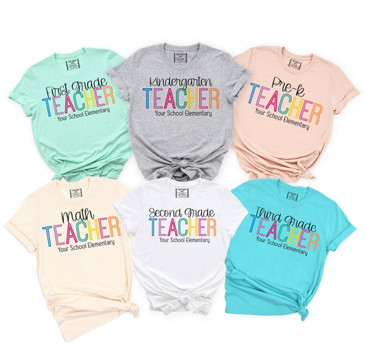 Custom Personalized Teacher Grade Shirts, Kindergarten 1st Grade 2nd Grade Back To School T-shirts