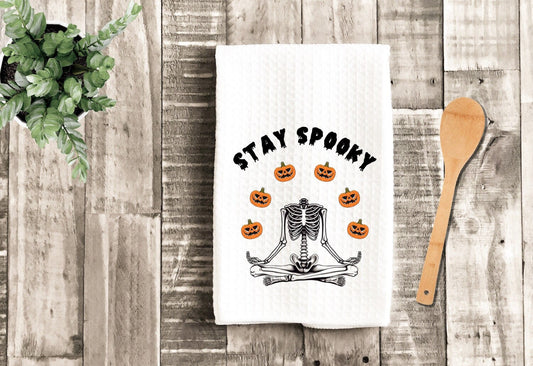 Stay Spooky Skeleton Juggling Funny Dish Towel - Fall Halloween Decor Thanksgiving Tea Towel Kitchen Decor - Farm Decorations house Towel