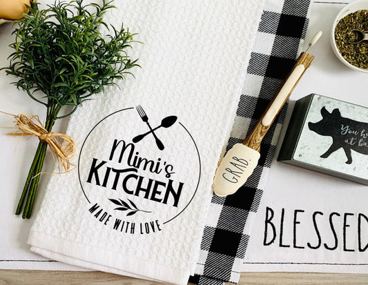 Personalized Kitchen Grandma Dish Towel - Mother's Day Mimi Tea Towel Kitchen Decor - Grandmother Gift Farm Decorations