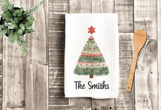 Personalized Country Christmas Tree Merry Christmas Tea Dish Towel - Winter Towel Kitchen Décor - Housewarming Farm Decorations house Towel