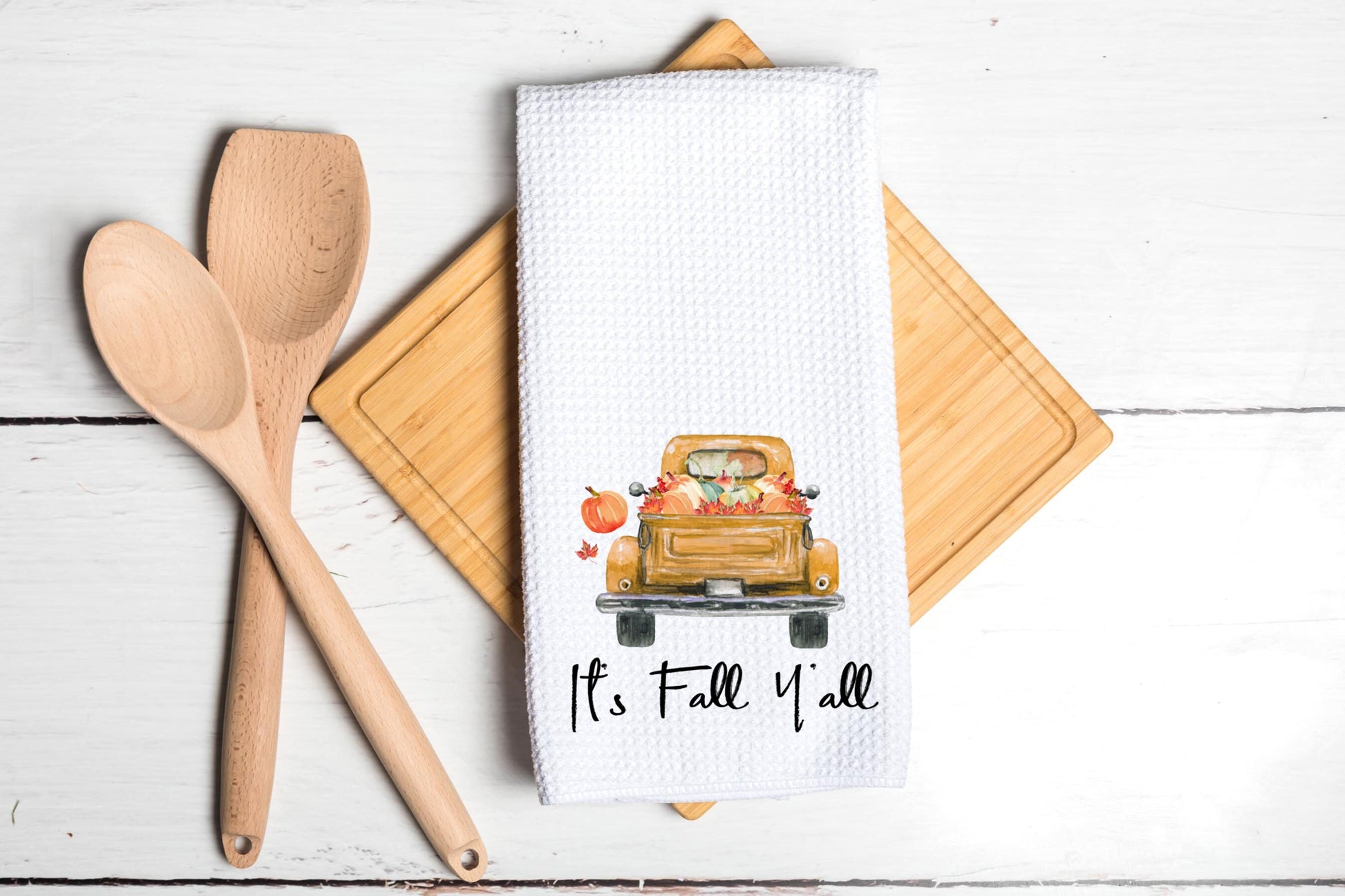 Fall Y'all Old Truck Dish Towel - Fall Vintage Truck Tea Towel Kitchen Decor - New Home Gift Farm Decorations house Towel