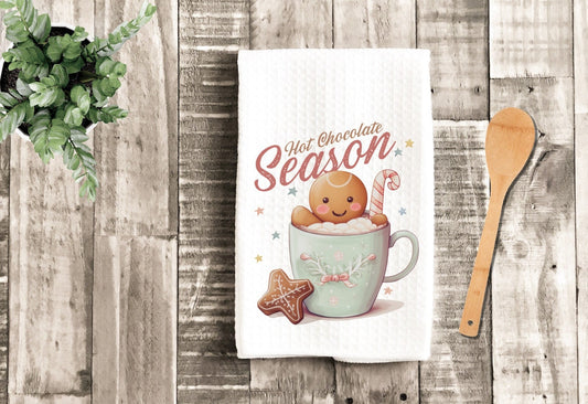 Hot Chocolate Season Merry Christmas Tea Dish Towel - Winter Tea Towel Kitchen Décor - Housewarming Farm Decorations house Towel