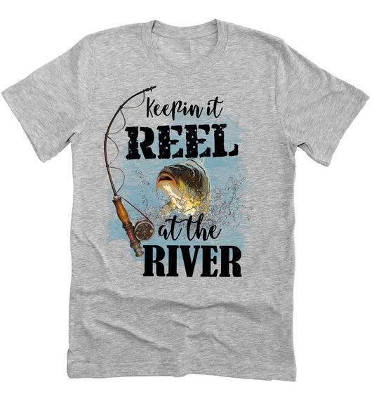 Keeping It Reel At The River, Men's Fishing Tee, Boating Shirt, Funny Shirt Novelty T-shirt Tee