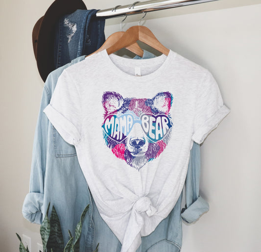 Mama Bear Colorful Shirt, Mama Bear Tee, Mom Mother's Day New mom Unisex V Neck T-Shirt