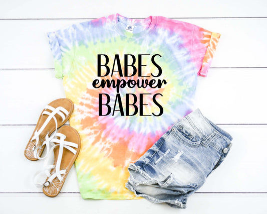 Babes Empower Babes, Boss, Small Business Owner, Inspirational Tie Dye Graphic Tee T-Shirt