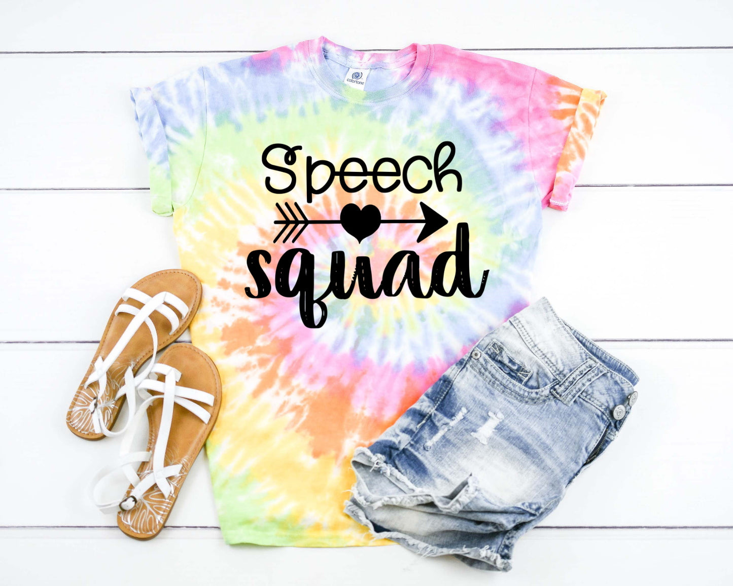 Speech Squad Back To School Teacher Tie Dye Graphic Tee T-Shirt