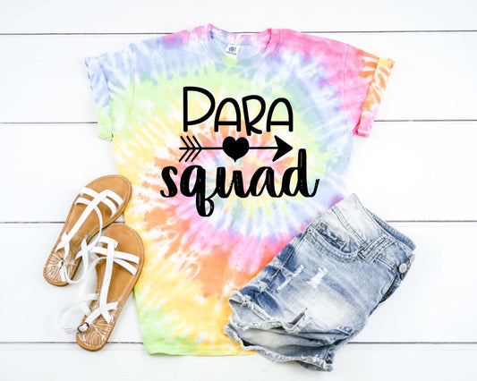 Para Squad Back To School Para Professional Teacher Tie Dye Graphic Tee T-Shirt