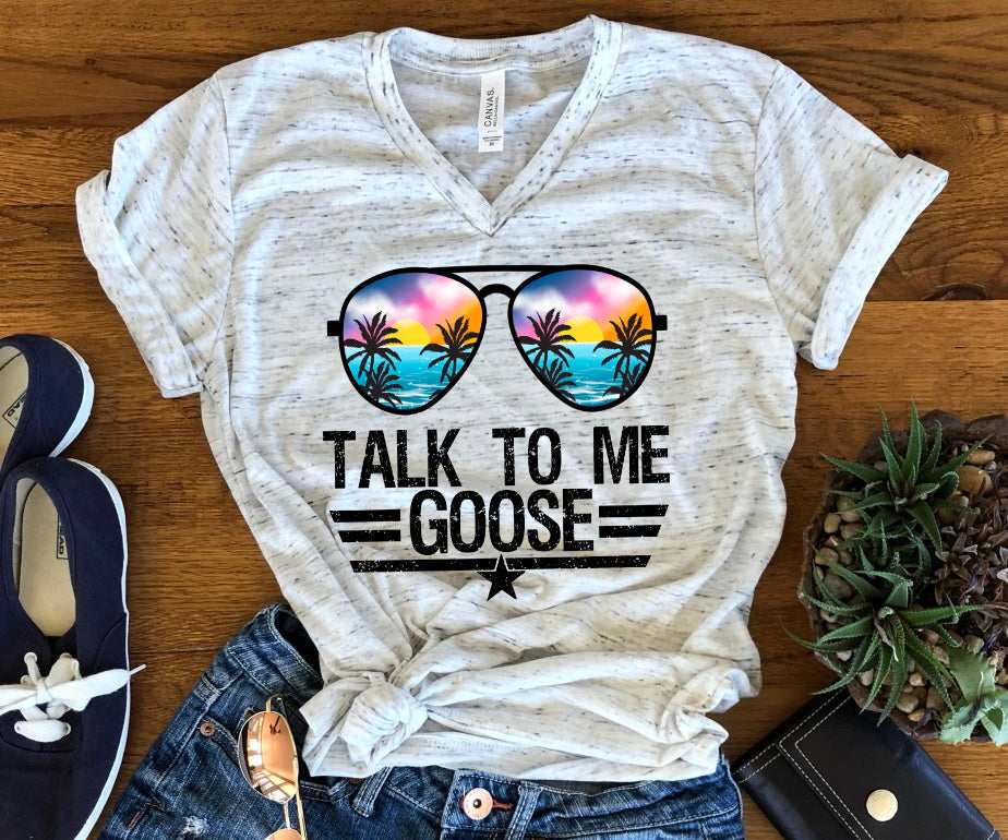 Talk To Me Goose Funny Sunglasses Unisex V Neck T-Shirt