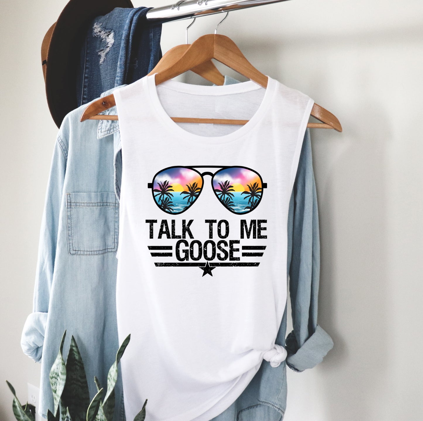 Talk To Me Goose Funny Sunglasses Muscle Tank Top