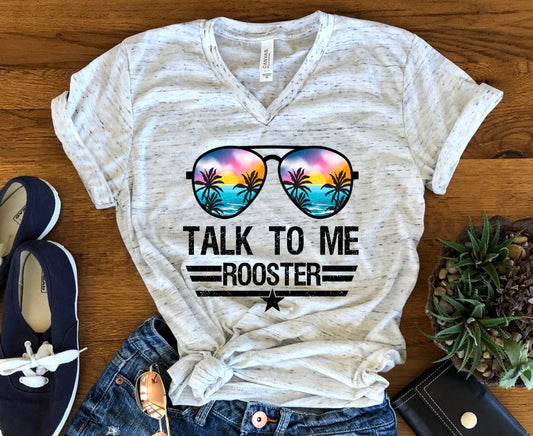 Talk To Me Rooster Funny Sunglasses Unisex V Neck T-Shirt