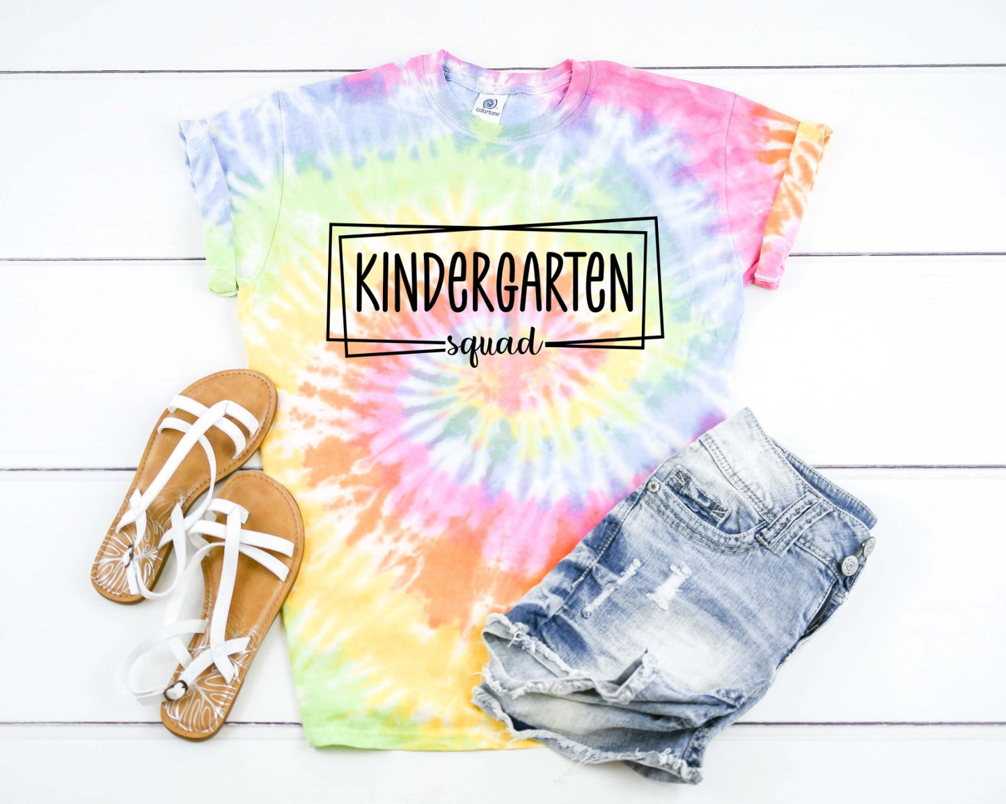 Kindergarten Squad Box, Teacher Shirt Tie Dye Graphic Tee T-Shirt