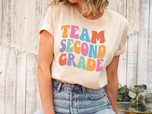 Retro Second Grade Team Back To School 2nd Grade Teacher Novelty T-Shirt