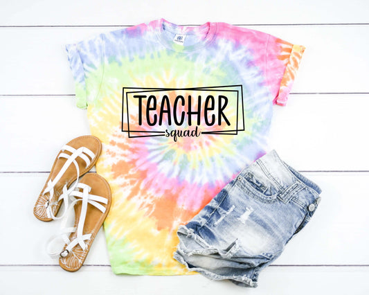 Teaching Squad Box, Teacher Team, Back To School Teacher Shirt Tie Dye Graphic Tee T-Shirt