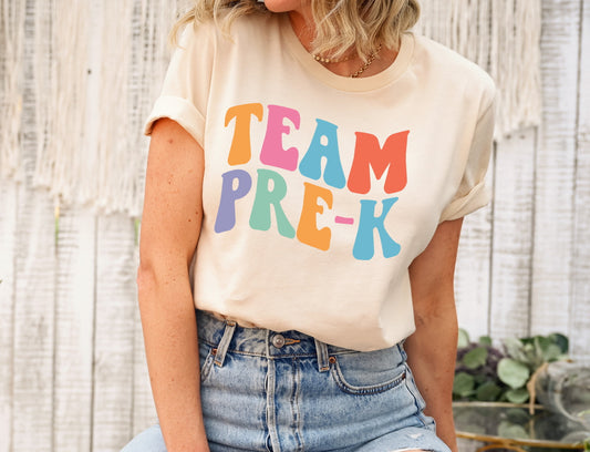 Pre- K Retro Pre Kindergarten Team Back To School Pre-Kinder Teacher Novelty T-Shirt