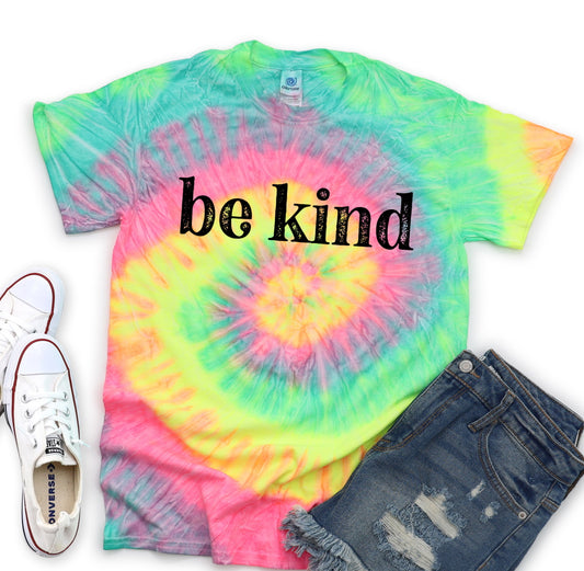 Be Kind Minty Rainbow Tie Dye Shirt