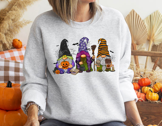 Halloween Gnomes Long Sleeve Crewneck Sweatshirt