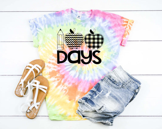 100 Days Of School Squad Apple, Teacher Shirt Tie Dye Graphic Tee T-Shirt