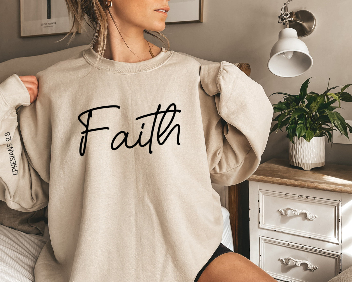 Faith Ephesians 2 8 Christian Sweatshirt Long Sleeve Crewneck Sweatshirt