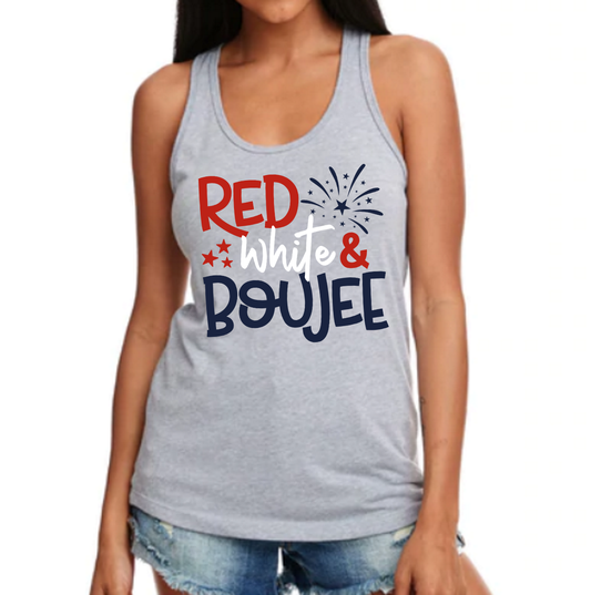 Red White Boujee 4th July America Americana American Pride Woman's Novelty Tank Top T-Shirt